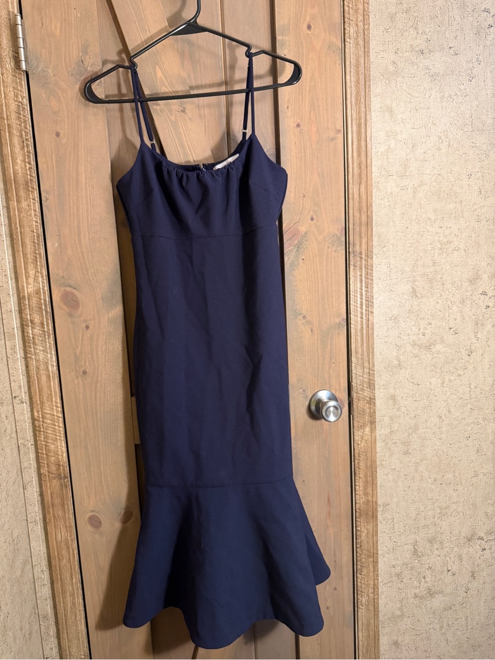Likely Navy Spaghetti-Strap Mermaid Hem Midi Dress